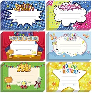 60 Pcs Back to School Recognition Rewards Award Certificates for Kid Student Certificates Preschool Award Certificates of Achievement Card for Teacher Classroom School Supplies (You're a Star)