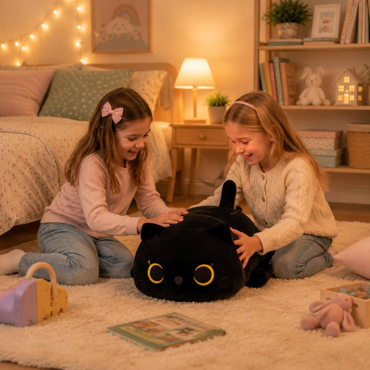 SNOWOLF Oreiller en peluche en peluche Kawaii super doux pour filles garçons cadeau d'anniversaire (Blackcat, 30cm SNOWOLF Oreiller en peluche en peluche Kawaii super doux pour filles garçons cadeau d'anniversaire (Blackcat, 30cm