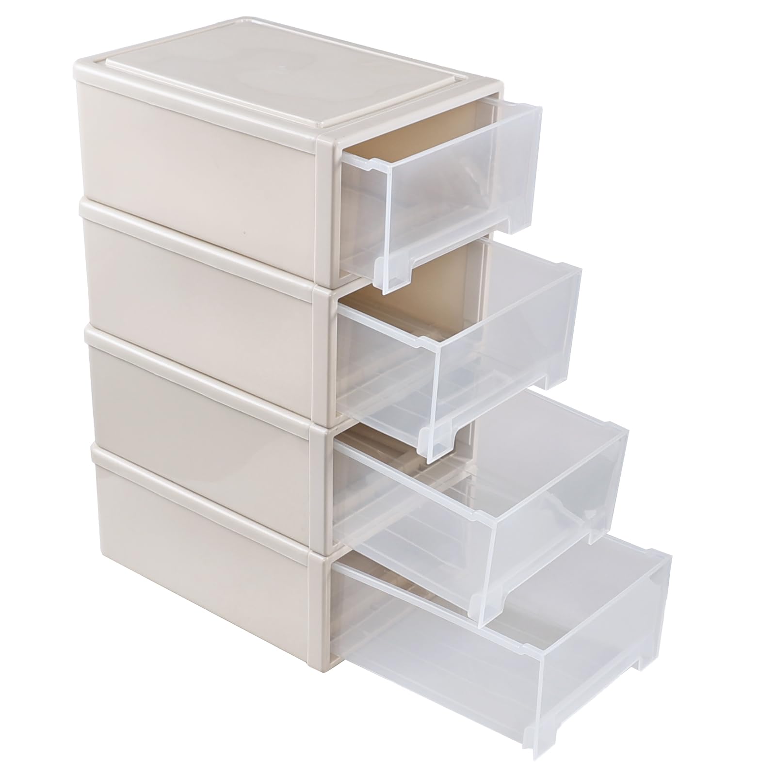 Cand 17.8 Quart Plastic Stacking Storage Drawers, Stackable Drawers Unit, 4-Pack