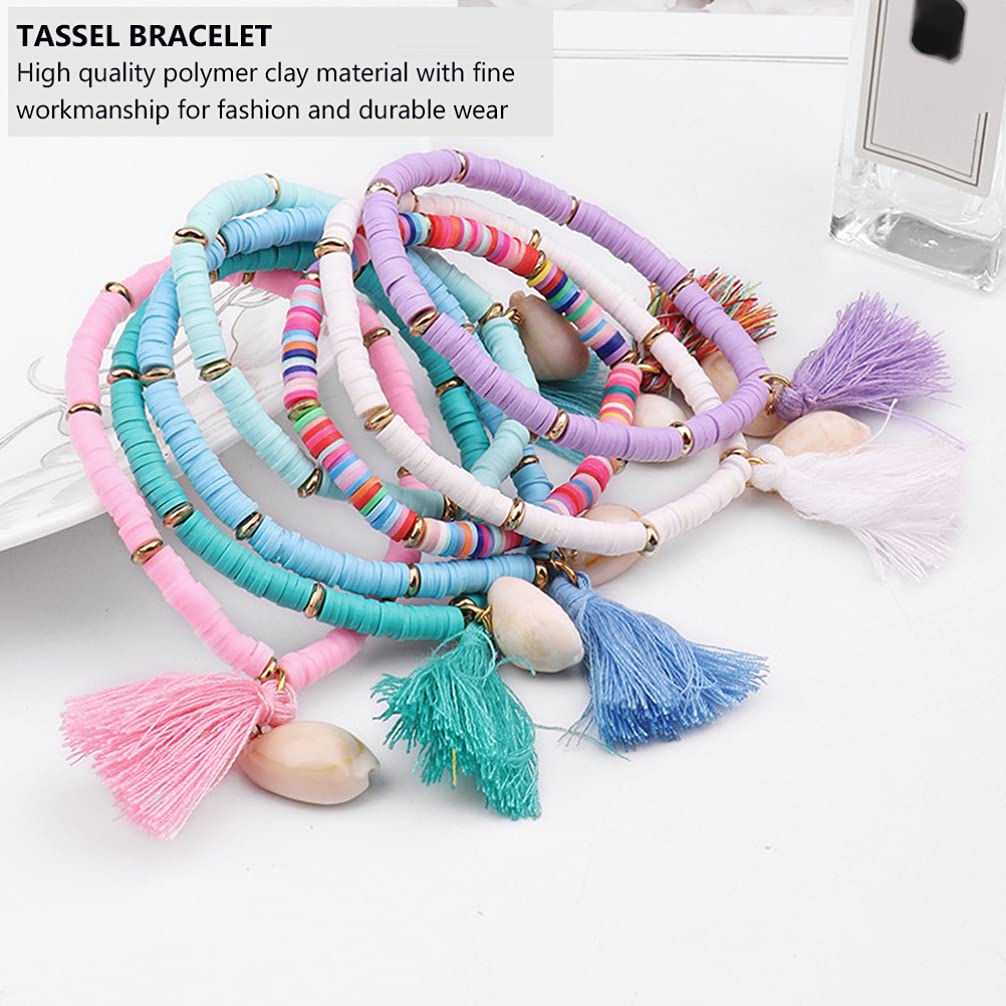 XANAYXWJ Heishi Surfer Braccialetti in Argilla Arcobaleno con Disco in Vinile con Perline Bracciale Estivo da Spiaggia per Amicizia in polimero