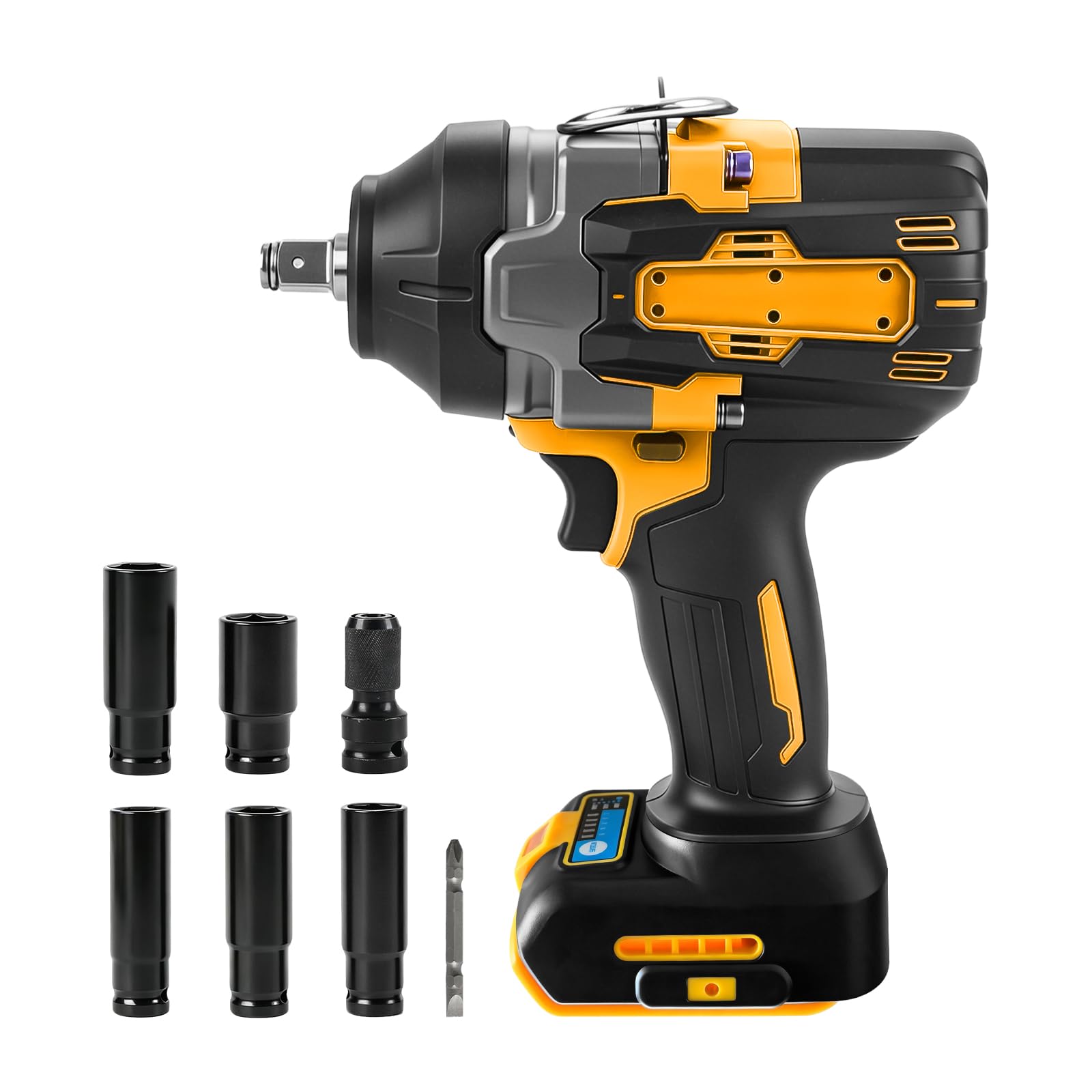 Cordless Impact Wrench for Dewalt 18V, 3-in-1 Professional 1200N·m(900ft-lbs) High Torque Impact Driver with 5 Mode Speed, 1/2 Inch Electric Impact Gun with 5 Sockets for Tyre Change
