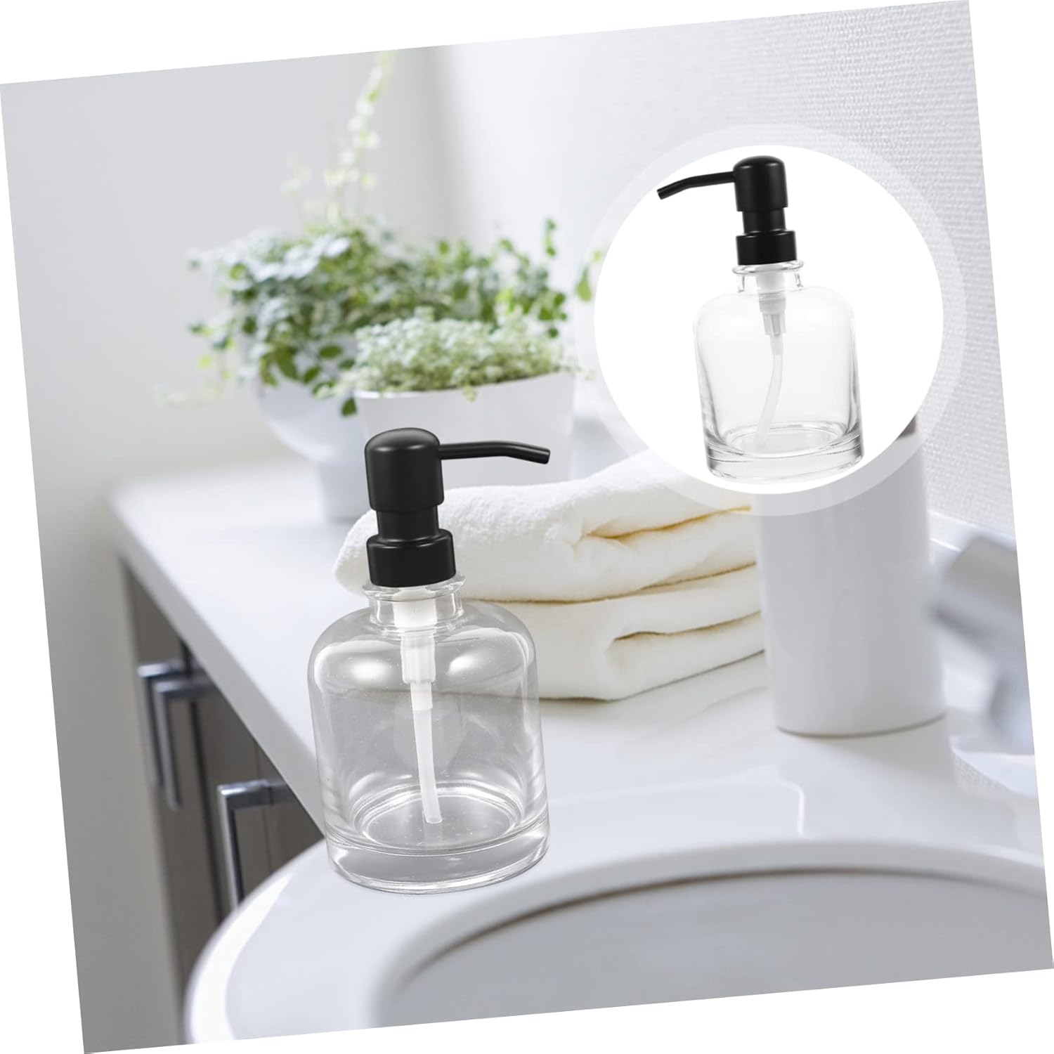 Amosfun 2pcs Shampoo Dispenser Pump Stainless Steel Press Bottle for Shower Foaming Soap Dispenser Shampoo Container Lotion Bottle