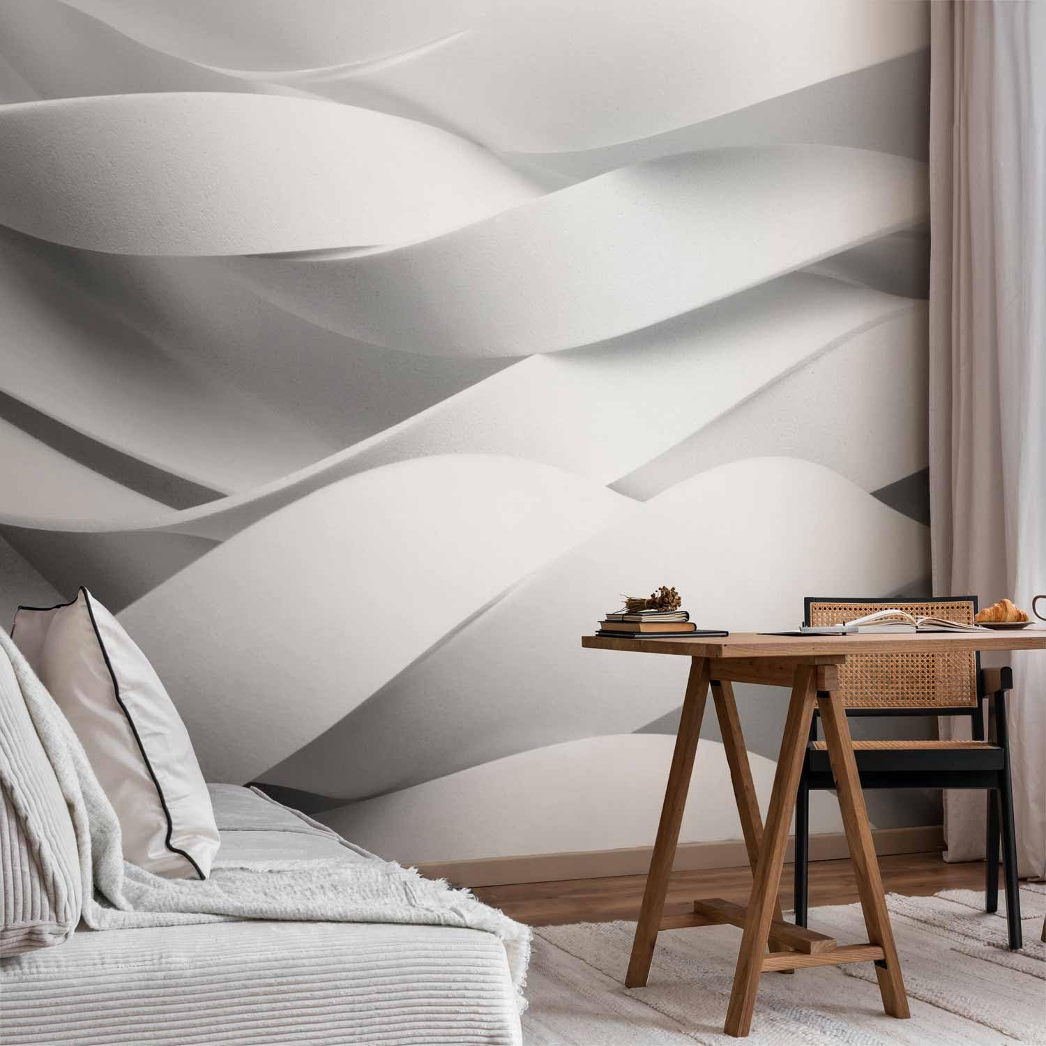 murando - Carta da Parati Moderna per Soggiorno, Effetto 3D, 400x280 cm | Fotomurali in TNT, Decorazione da Muro XXL, Poster Giganti da Parete, Effetto, Bianco, Produzione Europea