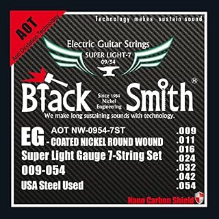Black Smith 9-54 Coated Jeu de 7 Cordes pour Guitare électrique - Les Beatles, Paul McCartney, John Lennon, RIngo Starr, George Harrison
