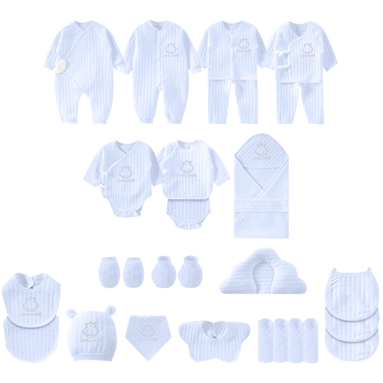 Ropa de bebé recién nacido, 28 piezas de mamelucos esenciales de un mes de edad, regalos de ducha de cien días para bebés prematuros para todas las estaciones, 0-6 meses