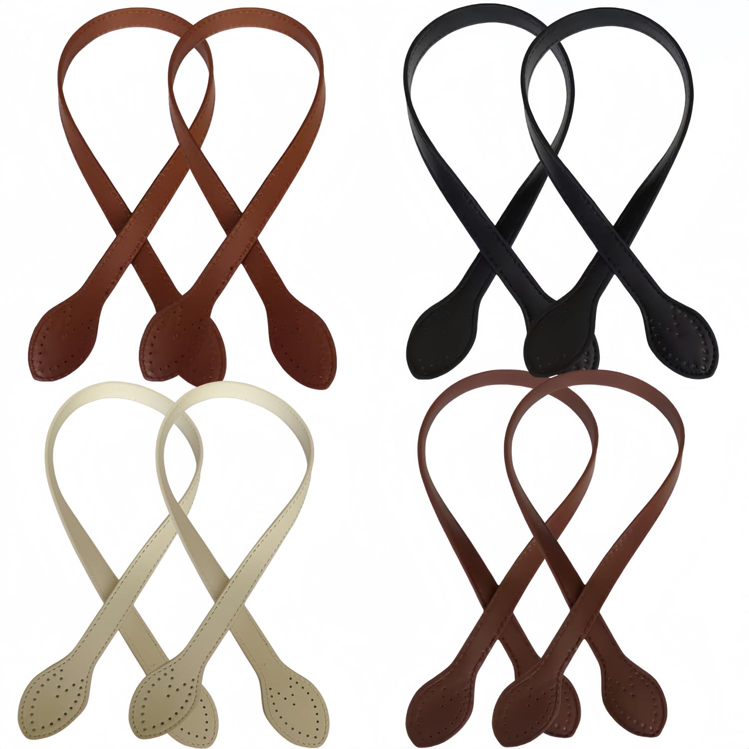 8Pcs 23 inch PU Leather Bag Handles, 4 Colors Leather Straps for Handbag,Purse Handles Underarm Bag Wallet Handmade Bag Handles for Crochet Bags