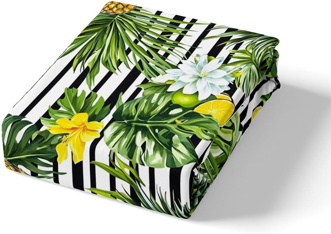 jejeloiu Palm Leaves Rainforest Style Duvet Cover For Kids Boys Girls Toddler Size Pineapple Flower Bedding Set Ultra Soft Palm leaf Comforter Cover Tropical Plants Bedspread Cover Summer,No Comforter