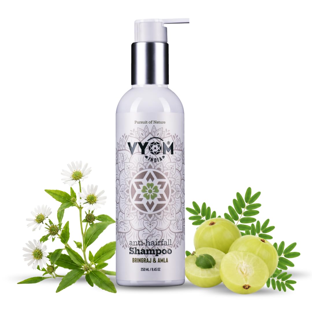 Vyom India Anti-Hairfall Shampoo 250ml | Bhringraj & Amla with Reetha & Shikakai | Herbal Hair Growth & Strengthening | Sulphate & Paraben Free Natural Shampoo for Men & Women