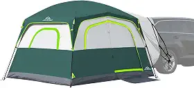 JELUCAMP Tendas SUV para acampamento 6 pessoas à prova d'água, barraca de acampamento para família de carro com acessório de porta traseira para SUV, jipe, caminhão com tampa, tenda grande de fácil