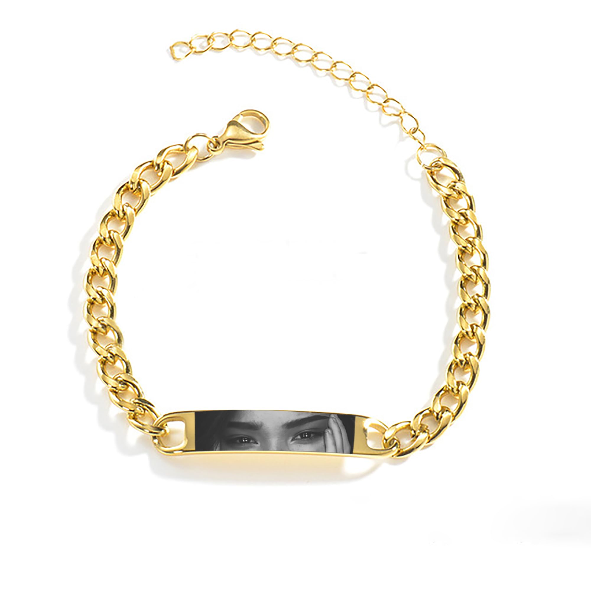 PekdiPersonalized Eyes Engraved Bracelet, Personalized Couples Bracelet, Lover Eyes Photo Bracelets Jewelry Gifts for Anniversary Birthday Christmas