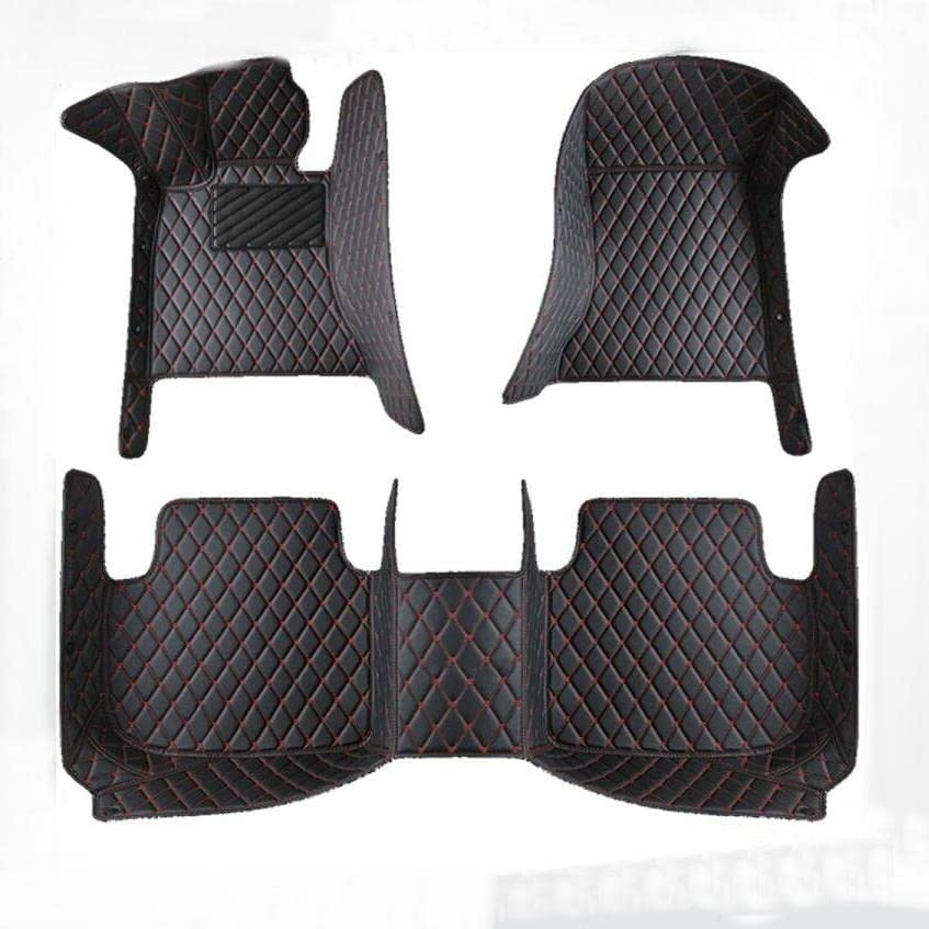 Custom Car Floor Mats Fit for 99% Sedan SUV Sports Car Full Coverage Pads Leather Floor Liners Mat Women Men (Black with red line)