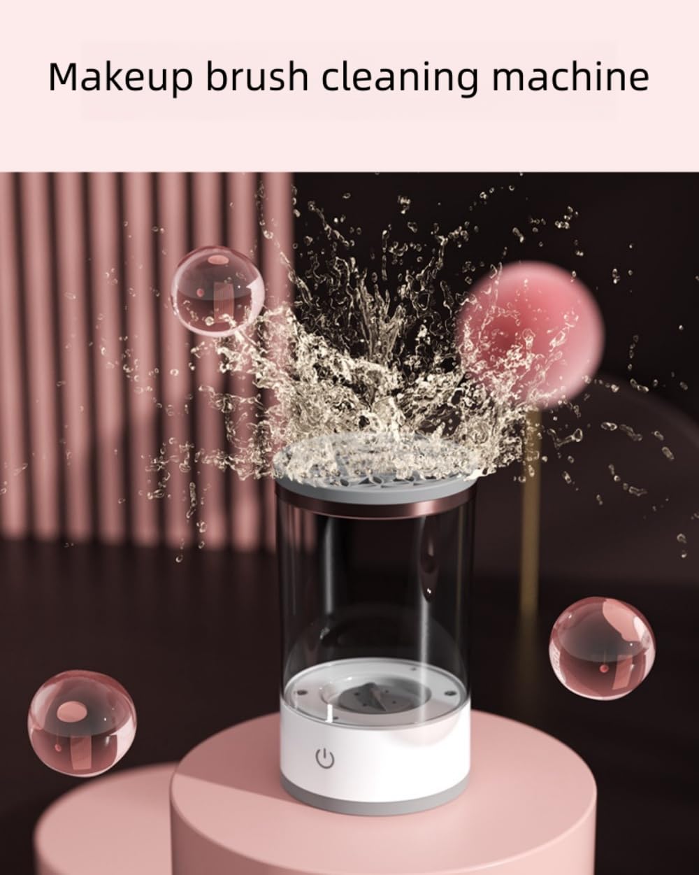 Nettoyeur de pinceaux de maquillage électrique, nettoyeur de pinceaux de maquillage électrique, libérez vos mains, nettoyeur de pinceaux de maquillage auto-rotatif pour toutes les tailles de pinceaux