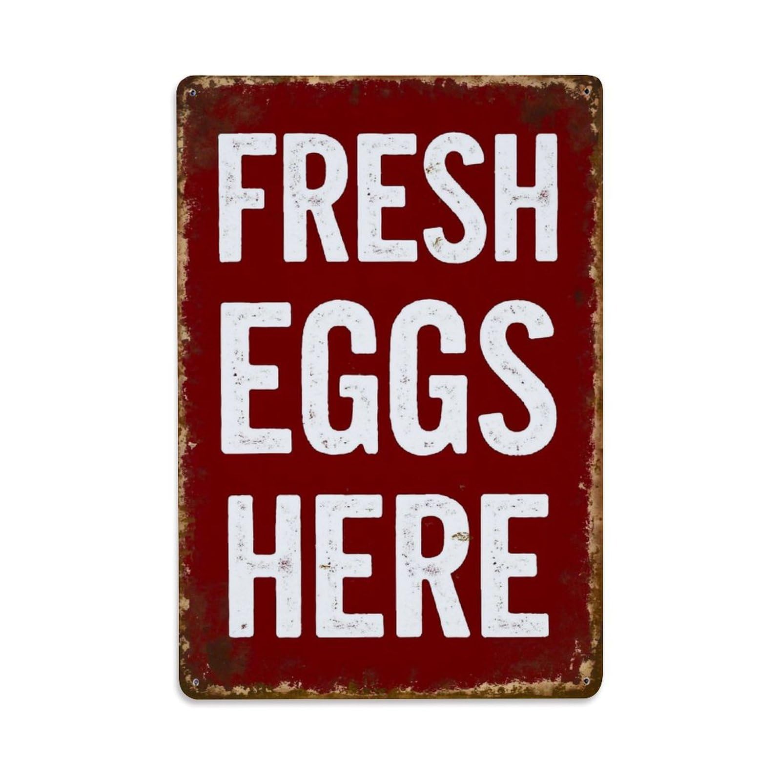 Jdyaojiesheng Vintage Fresh Eggs Here Sign Pattern Tin Sign Retro Metal Wall Decor Metal Poster, Home Bar Garage Farmhouse Cafe Wall Art Decoration 8X12inches