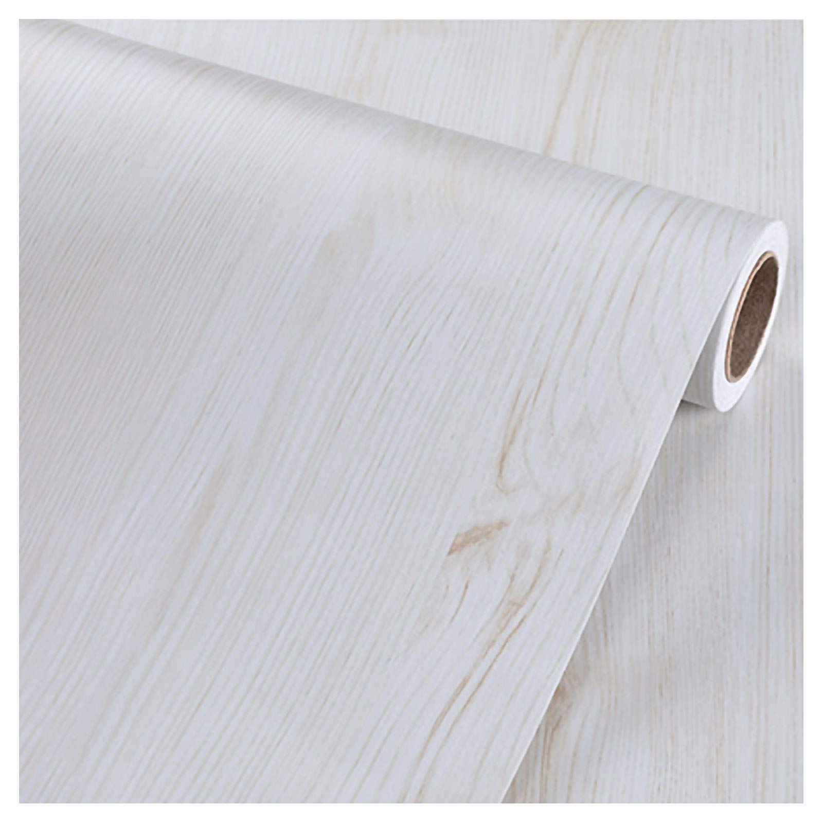 Carta Adesiva per Mobili Adesiva mobili Pellicola autoadesiva Impermeabile Impermeabile Carta da Parati PVC Pellicola Adesiva per Interni per Bancone-16# Legno Caldo da Combattimento Bianco 40cmx15m(