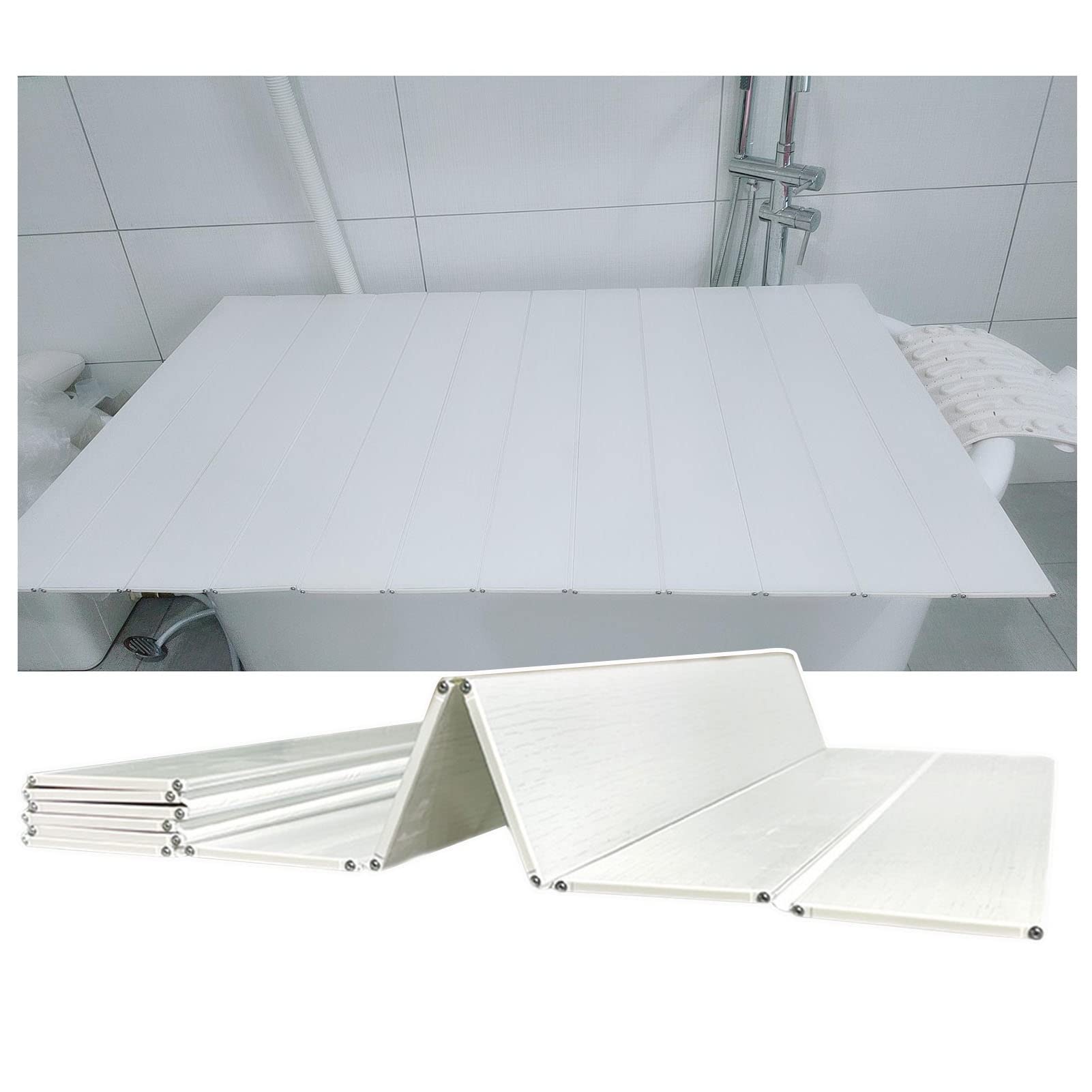 Pokrywa wanny składana, grubość 0,6 cm, trwała, pyłoszczelna, izolacyjna, z płyty PCV, długość 150/160/170/180 cm (75 x 170 x 0,6 cm)