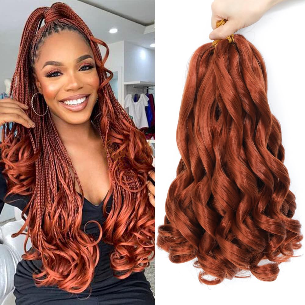 French Curl Braiding Hair 20 Inch 8 Packs Curly Braiding Hair Pre Stretched French Curls Braiding Extension Curl Crochet Braids Spiral Extensions (350#