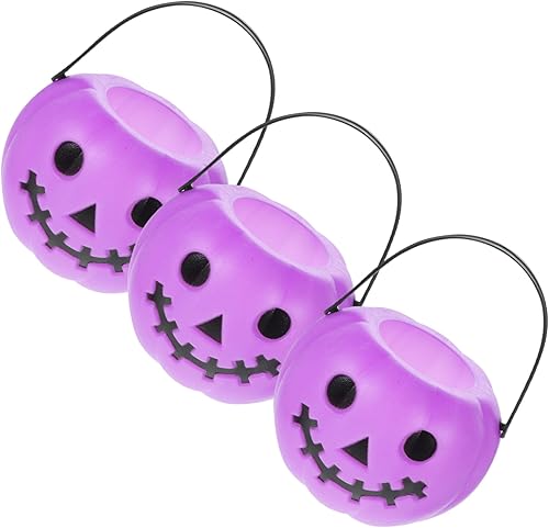 Miniatura 1 de 3 piezas Calabazas para Halloween Treat Bucket Calabazas Candy Basket Candy Bucket Trick or Treat Pot Halloween Basket Caldero Pot Cubetas Púrpura