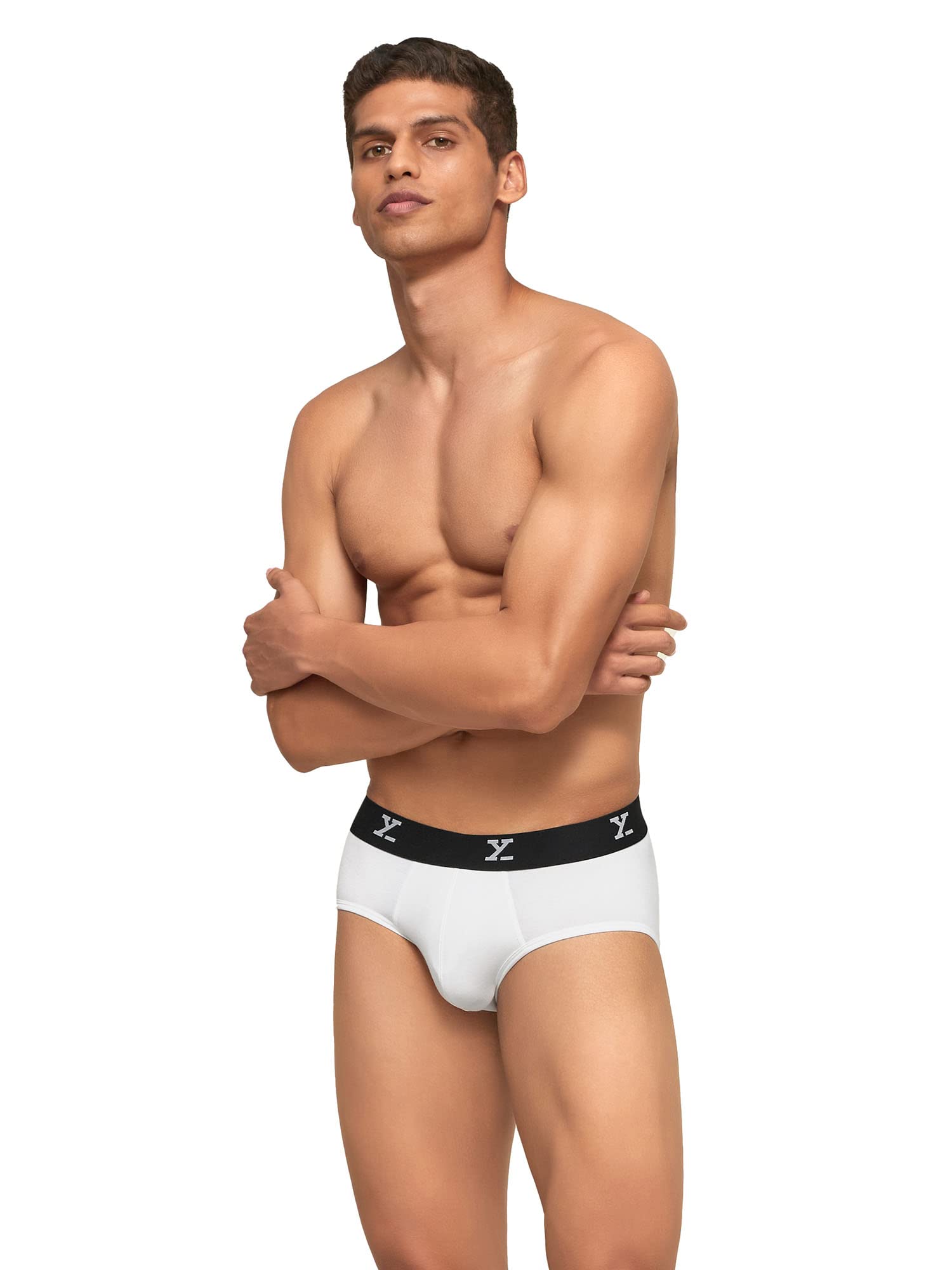 XY XX Men's Ace Micromodal Regular Fit Solid Antimicrobial Briefs with No Marks Waistband (Pack of 3)