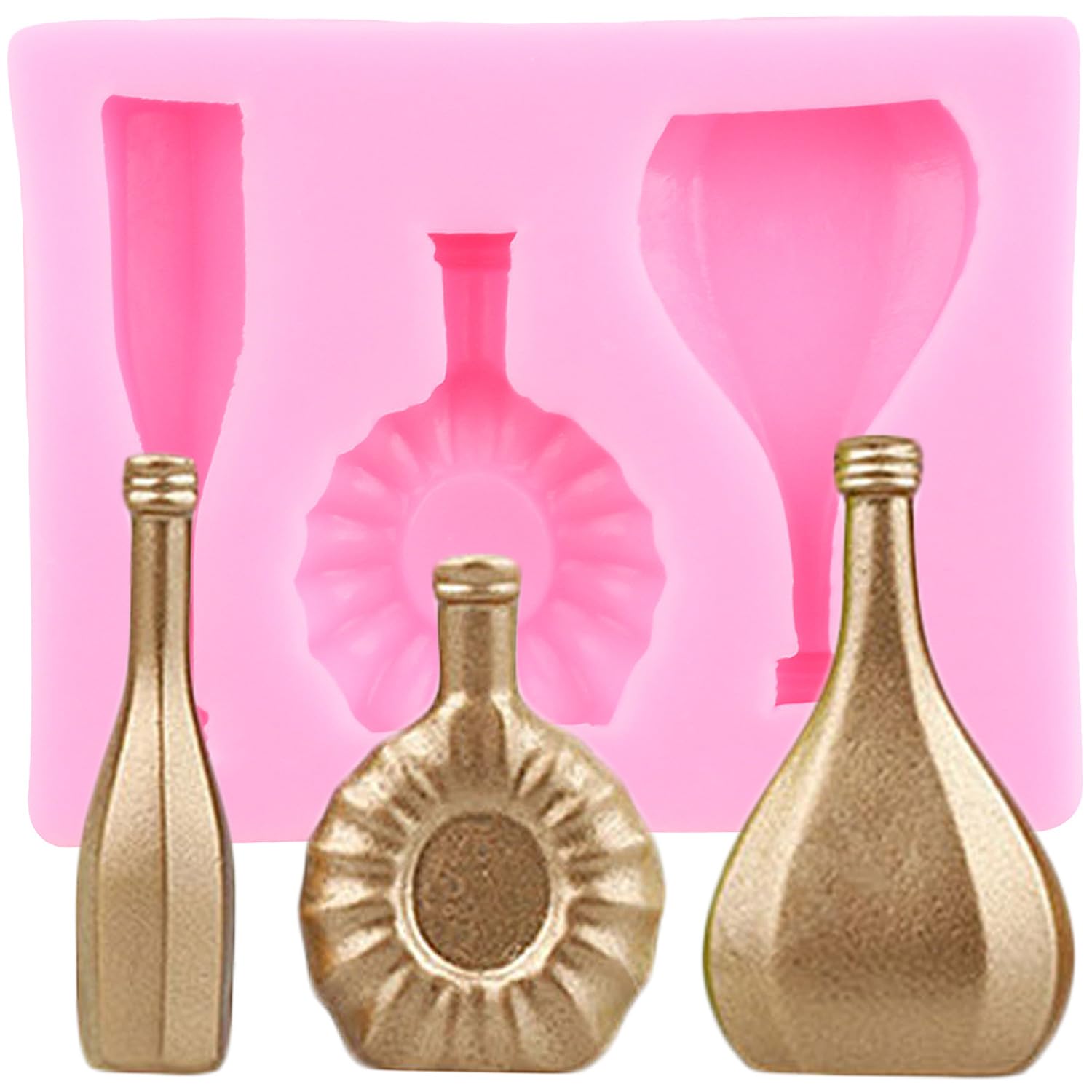 Wine Bottle & Grape Silicone Mold - Fondant Chocolate Candy Mold For Cake Decorating, Baking, Resin