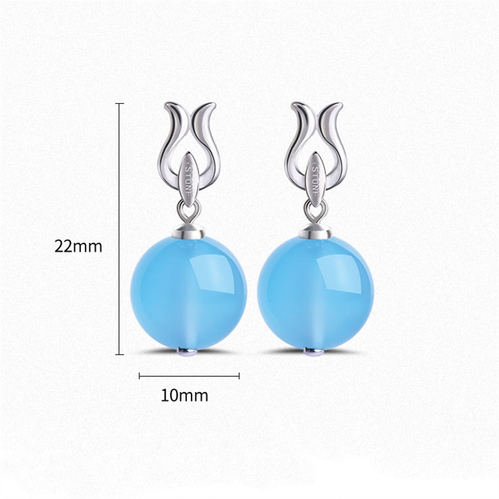 Pendientes Colgantes Señoras de Lujo Elegante Azul calcedonia Piedras Preciosas Pendientes Colgantes Lentes de Plata esterlina Plata Retro Banquete Pendientes joyería Pendientes Mujeres
