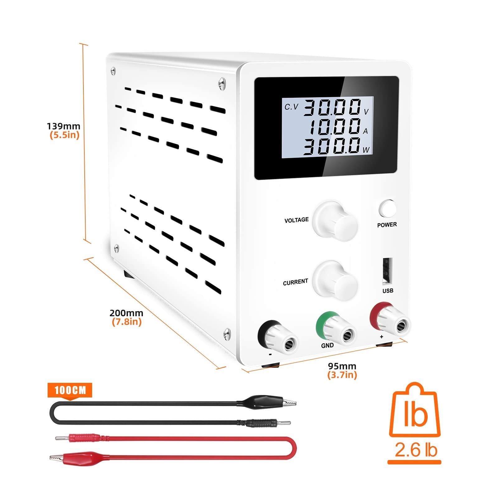 Zasilacz Laboratoryjny Switching Lab Regulowany zasilacz prądu stałego 30 V 10 A Zasilacz ze stabilizowanym napięciem stołowym(30V 10A 4digital-01)
