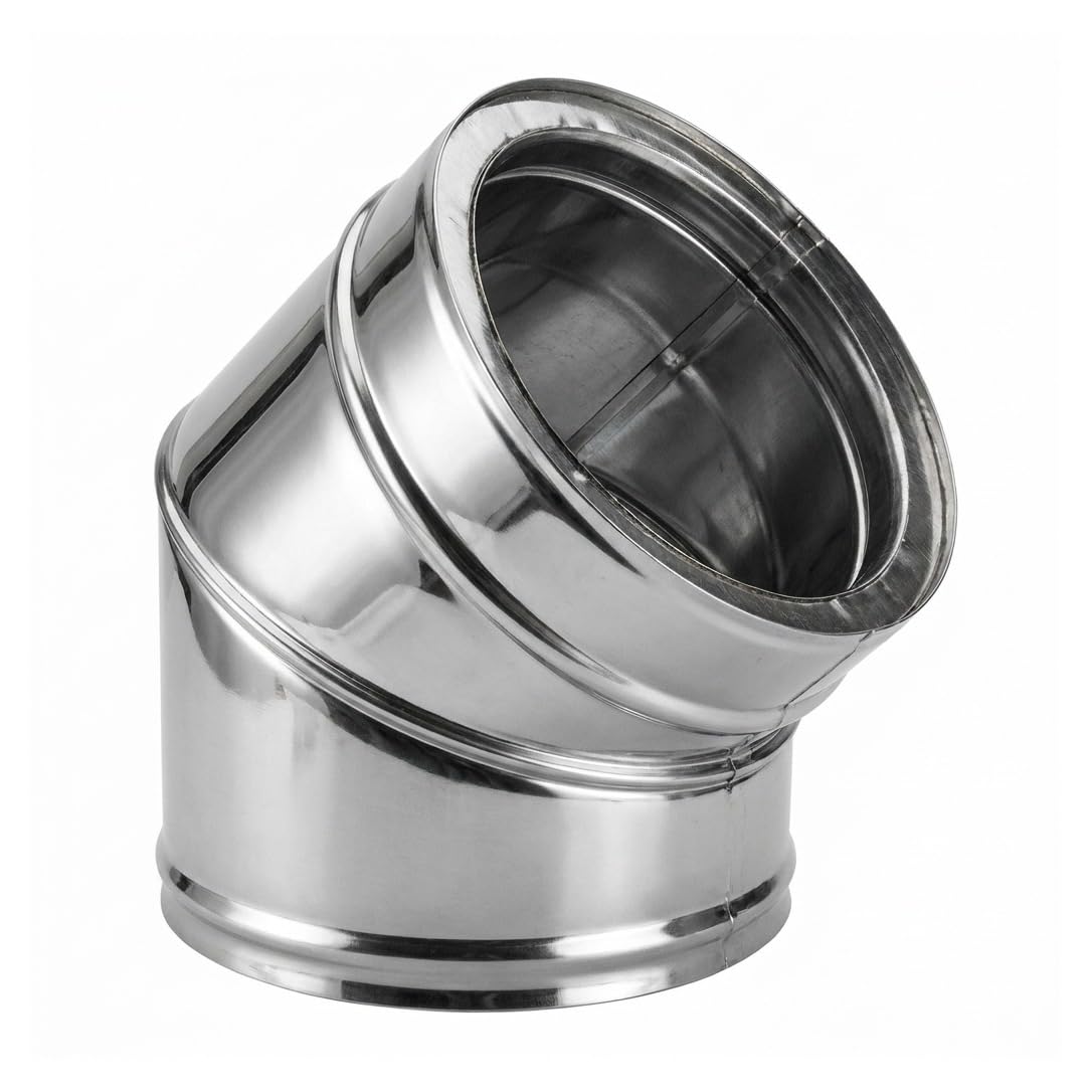 MAKA Curva 45 Gradi Canna Fumaria Doppia Parete Inox Ø 200 mm