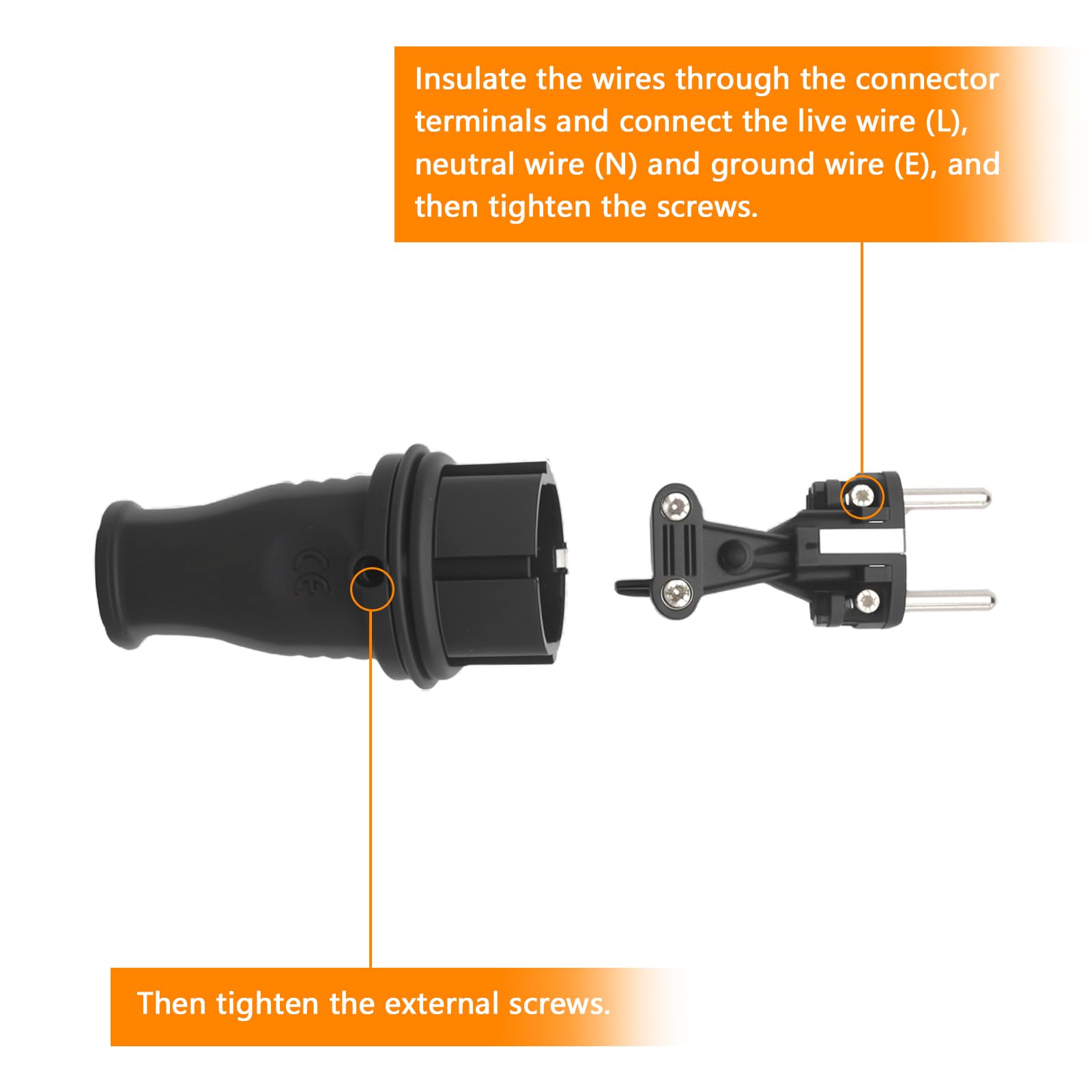 TNSLAND Schuko Plug et Connecteur IP44 250V 16A Fiche Mâle Prise Électrique