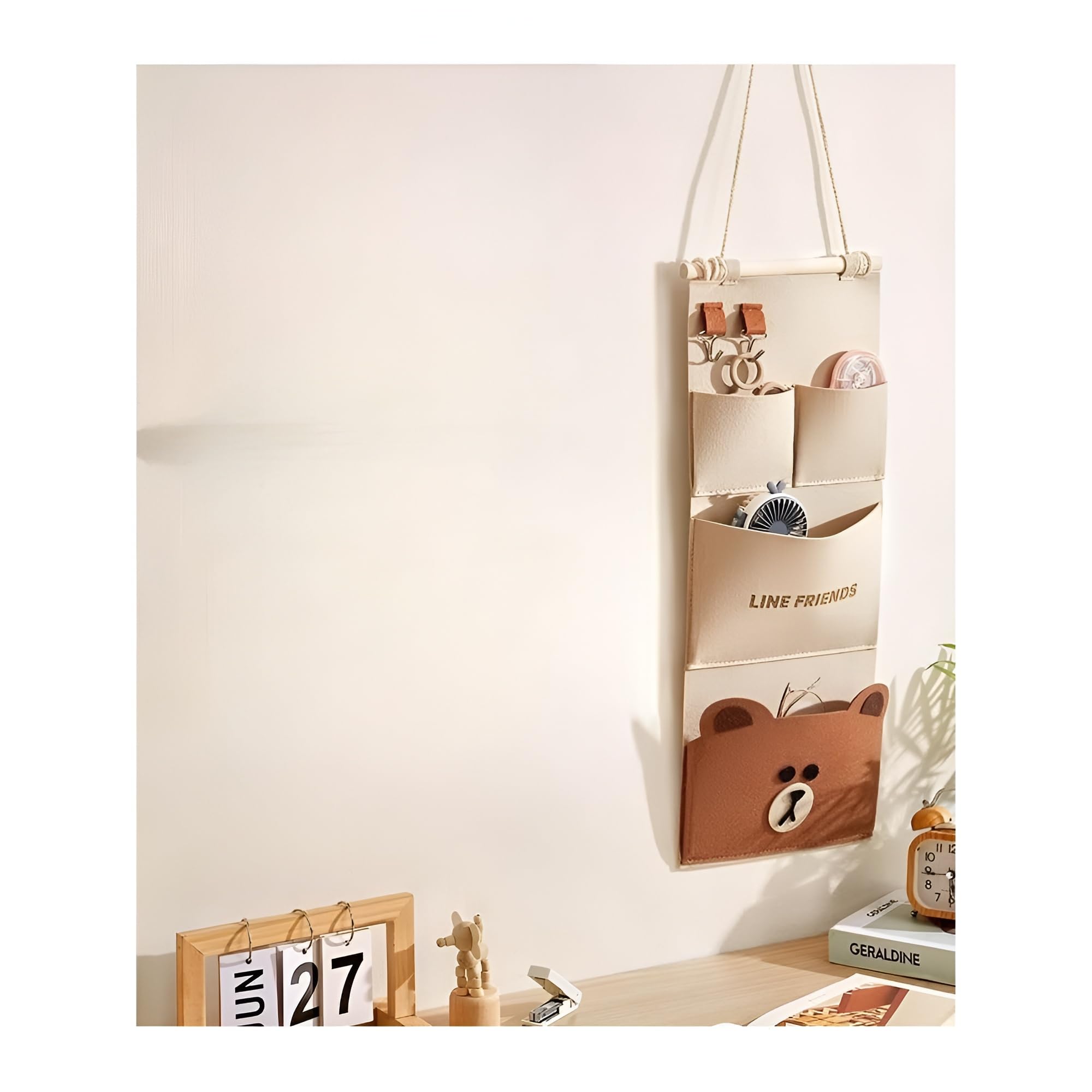 IVYLA® Fabric Wall Hanging Storage Bag | 4 Pocket Organizer for Door, Wardrobe, Bedroom, Dorm & Office | Multipurpose Cloth Hanger Bag for Toys, Accessories, Makeup & Home Essentials-image-11