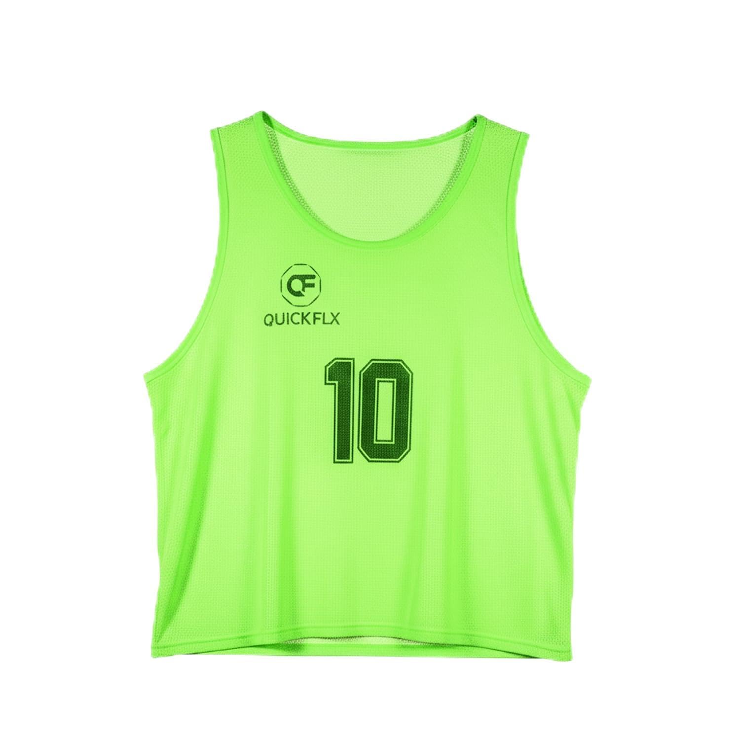 Trainingswesten Set – 10er Fußball Leibchen mit Nummern (1-10) für Kinder & Erwachsene – Atmungsaktive Trikots inkl. Schiedsrichterkarte für Teamübungen