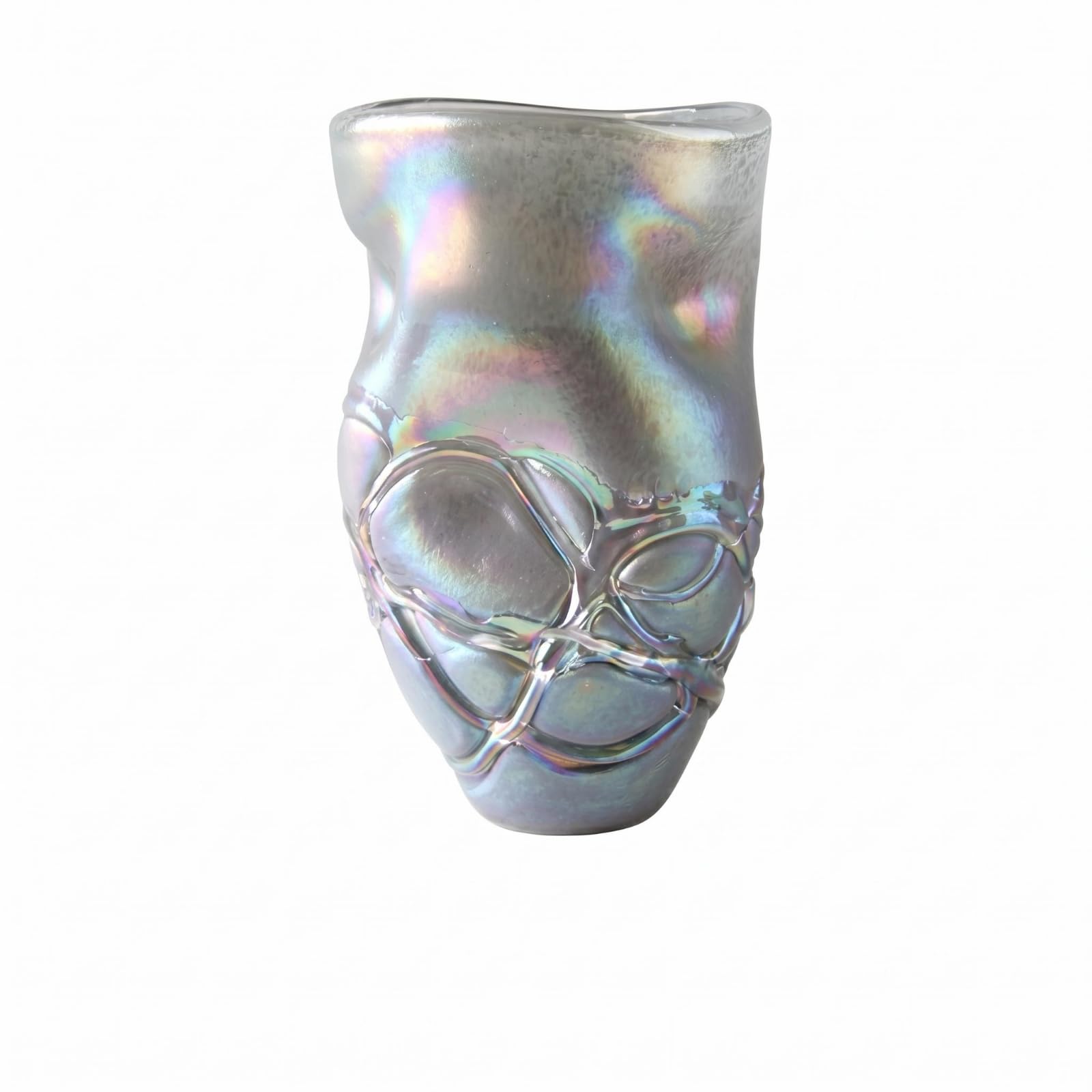 Jarrón Decorativo Jarrón Florero Vaso Centro de Mesa de Arte de Vidrio Soplado a Mano con Textura en Relieve y Brillo Que Aporta Profundidad Visual, Grande
