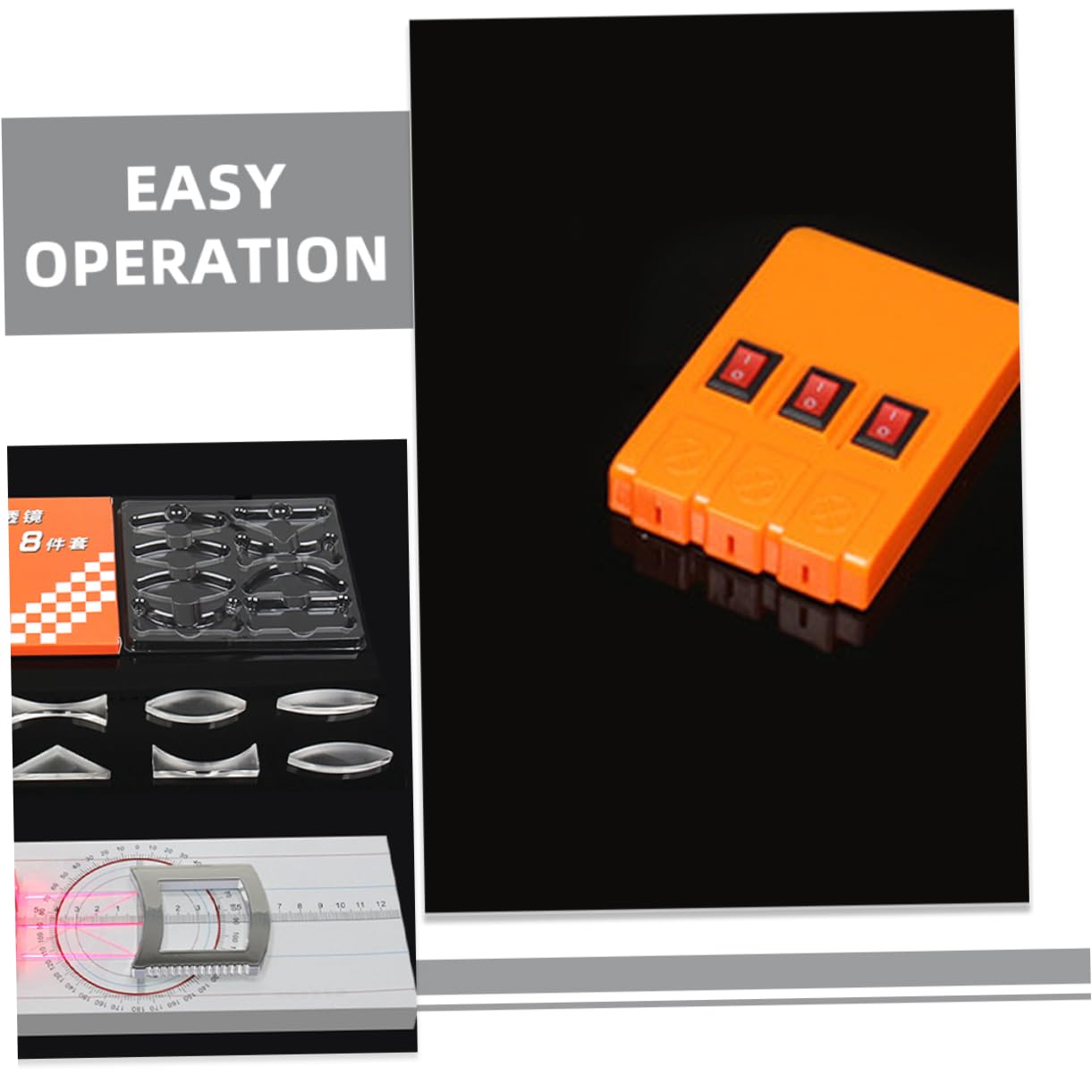 1 Satz Optischer Experimentierkasten Physik-optisches Experimentierset Optisches Prismenset Prismenoptik Physik-linsen-experimentierset Physik-kit Plastik Achte Klasse Reflektor