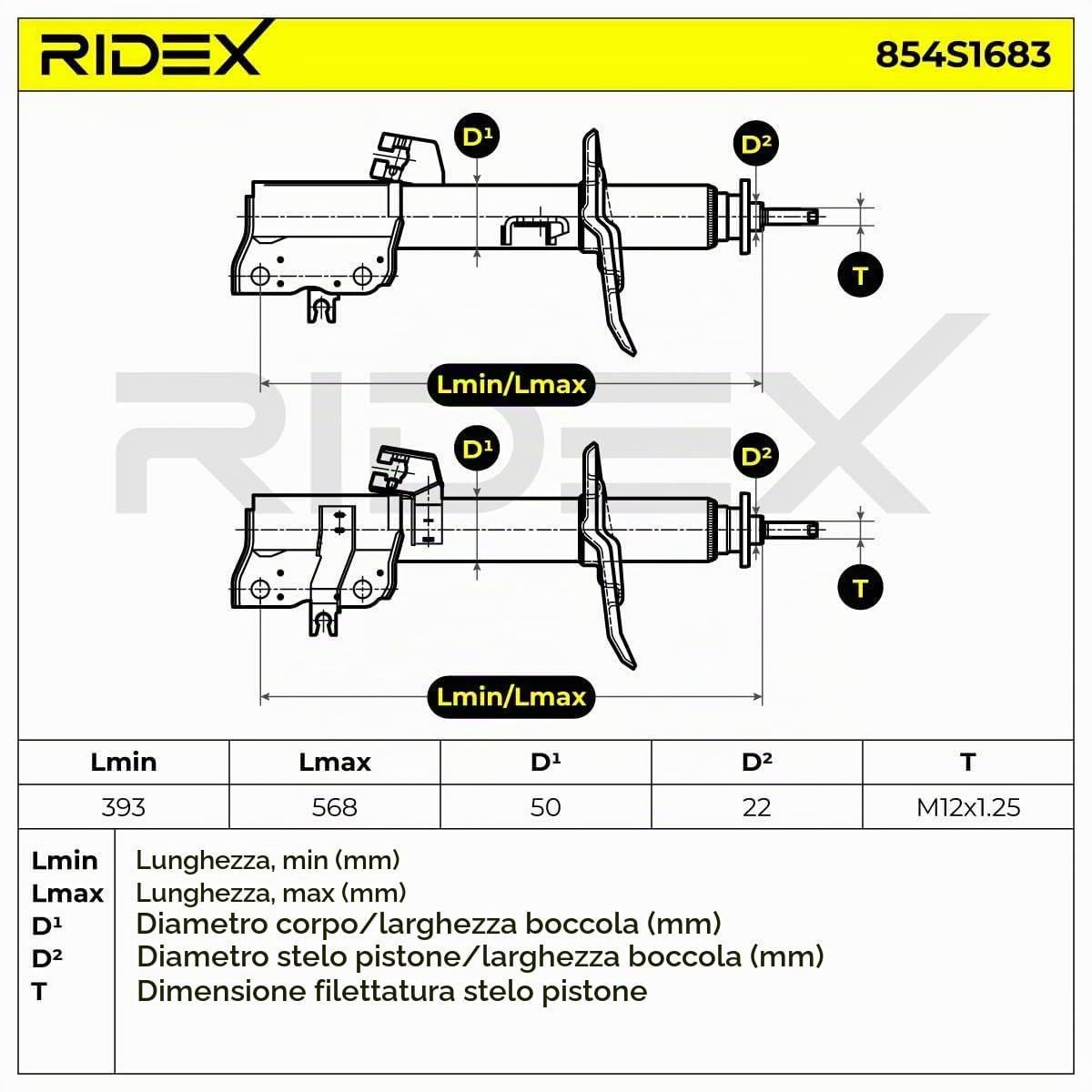 RIDEX 854S1683 2x Ammortizzatore Anteriore Anteriore Destra Anteriore Sinistra Compatibilità con NISSAN Qashqai/Qashqai +2 I J10, NJ10