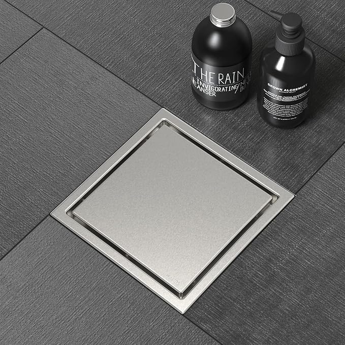 ACHRO Shower Drain, Invisible 5 inch Square Shower Drain 2-in-1 Tile Insert Cover, 304 Stainless Steel/Anti Cockroach Trap / 5X5 Inch/Drain for 13 mm Tile 2