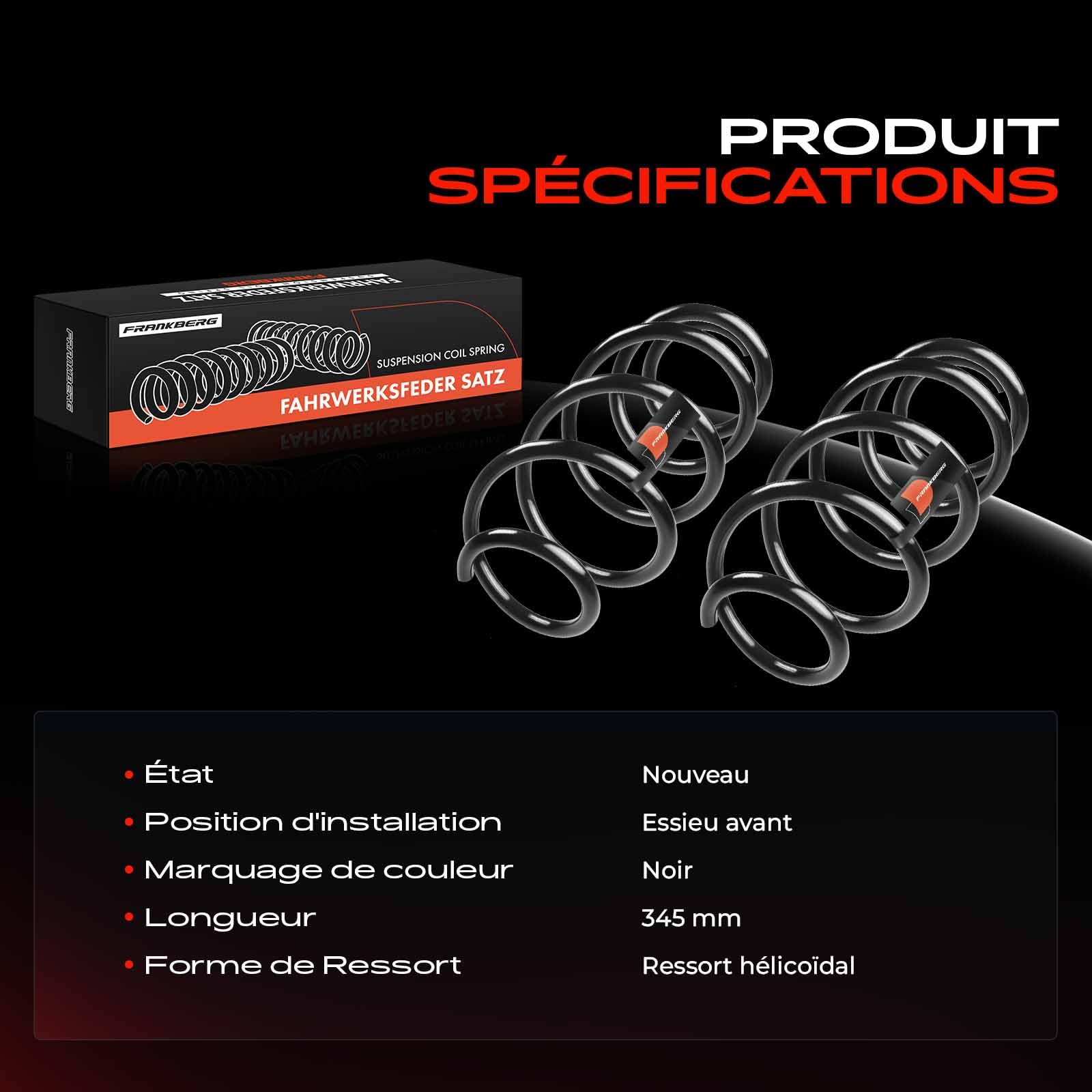 Frankberg 2 ressorts de suspension pour essieu avant 5002YZ | Compatible avec: DS3 SA