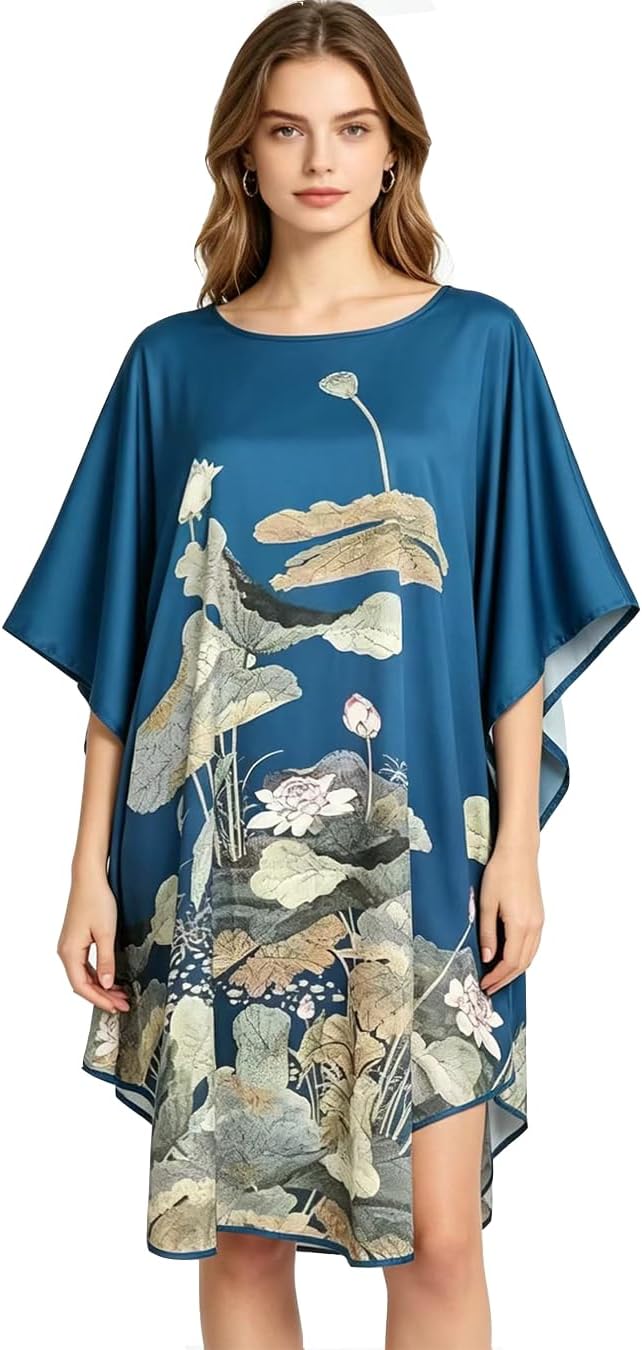 Pajamas, Bathrobe Pajamas, Kimono Robes, Classic Bat Sleeves - Flower Pattern