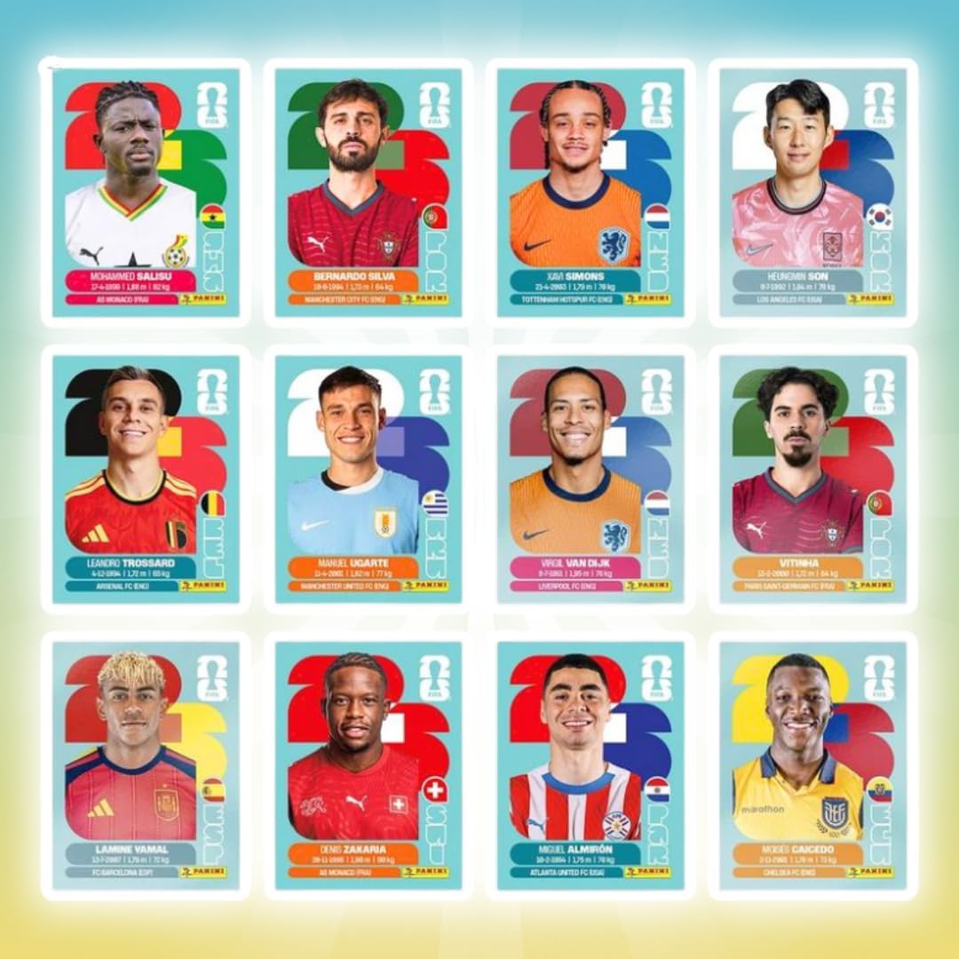 25x Panini World Cup 2026 Sticker Bundle – 25 Tüten mit 70 Sammelstickern für Fußballfans & Sammler + Heartglobal Versandschutz