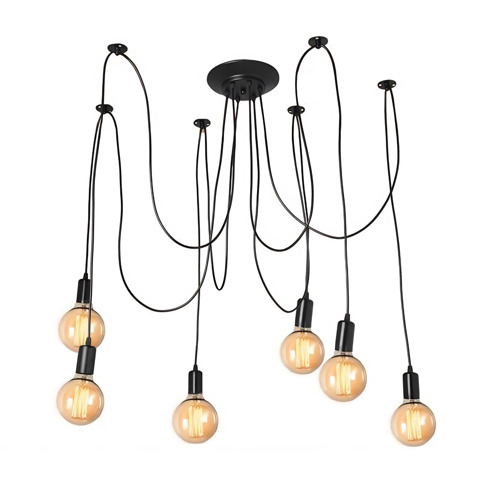 Deckenlampe Spinnen 6 Armen, Retro Pendelleuchte Vintage Spinne Kronleuchter Schlafzimmer Lampe Kronleuchter Industry Ceiling Light Pendelleuchte für Schlafzimmer Wohnzimmer Esszimmer Hotel Bar