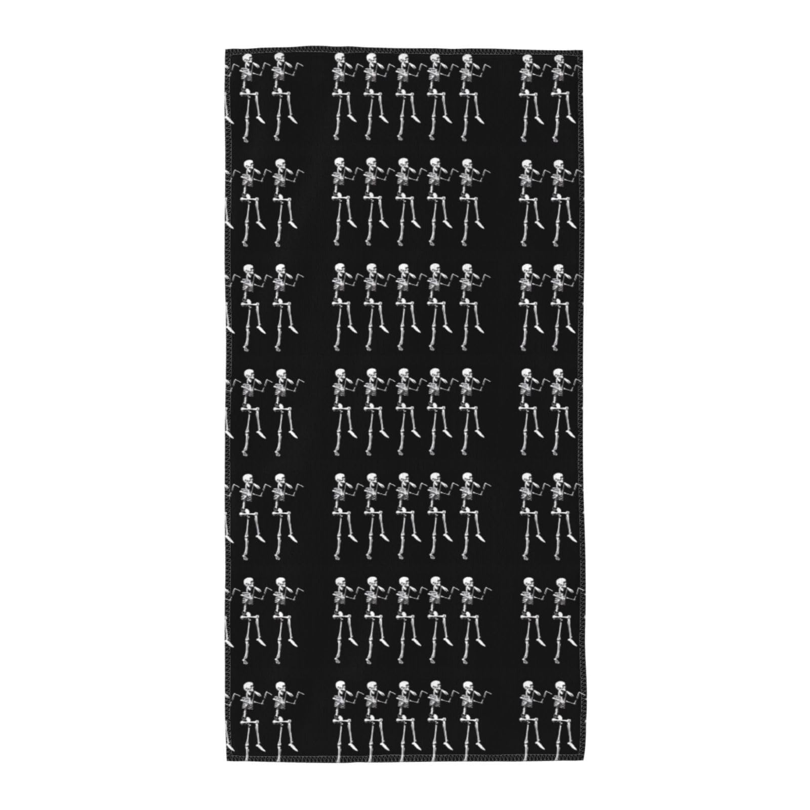 DIEzig Halloween Posable Skeleton Skull Fashion Printed Long Bath Towel For Pool Side Seaside Holiday