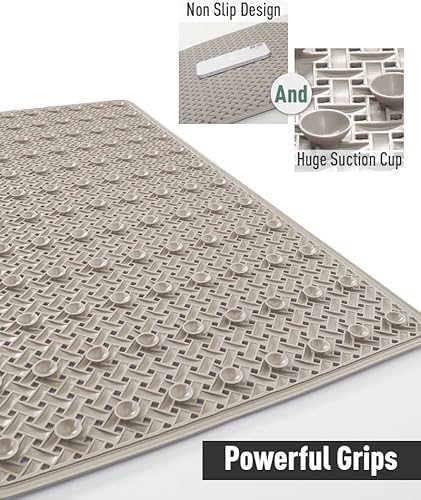 Miniatura 2 de tchdio Tapete extra largo antideslizante de 40 x 16 pulgadas, tapete de ducha con ventosas fuertes y agujeros de drenaje, lavable a máquina, para