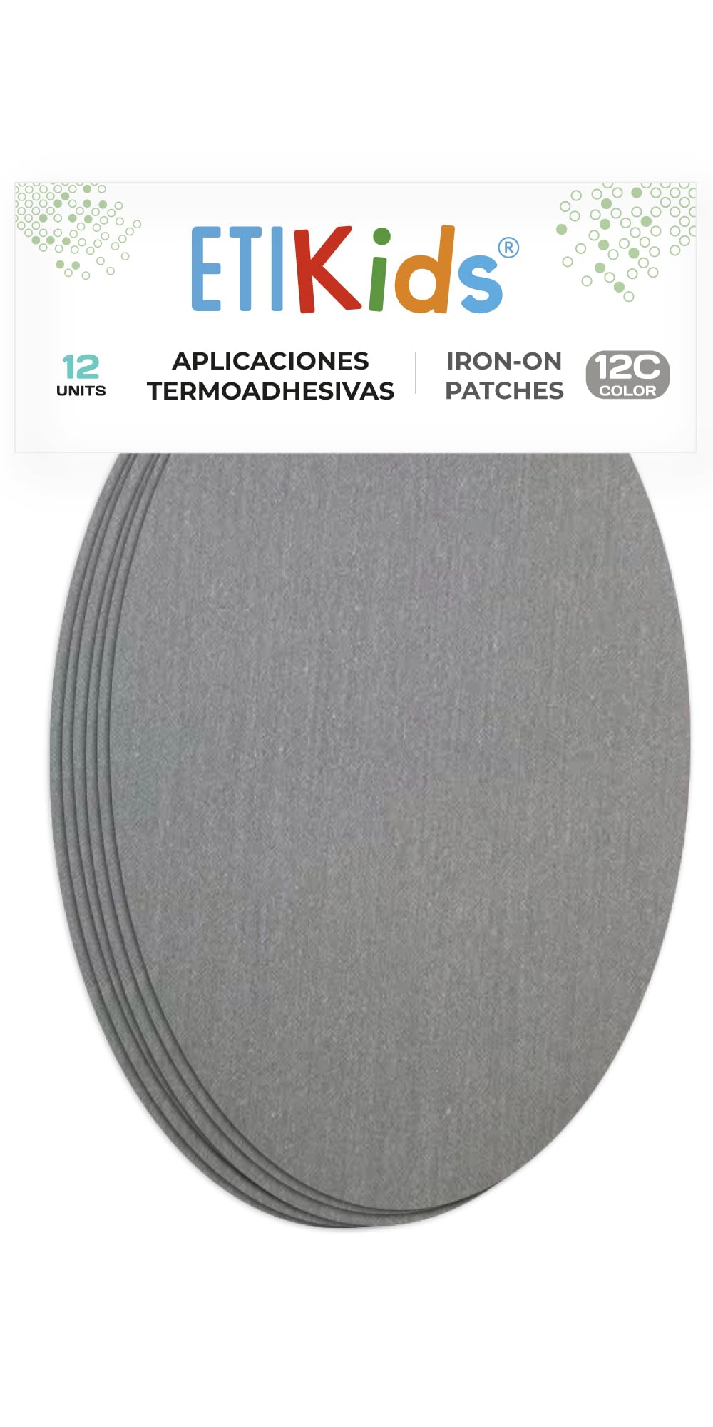 12 Light Grey Iron-On Fabric Repair Patches โ Knee & Elbow Patches for Clothes, Trousers, Jackets, Sweaters & Shirts, 16 x 10 cm