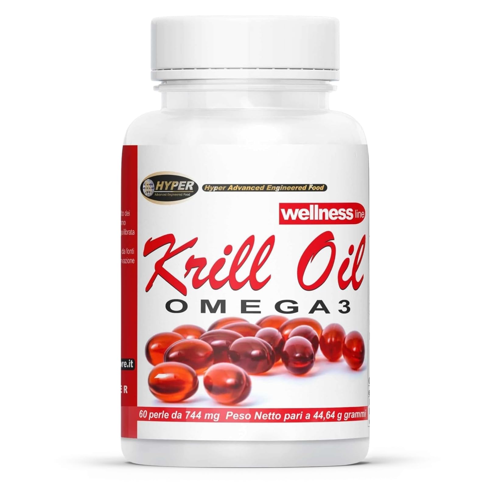 Hyper KRILL OIL OMEGA 3 1000 mg | Olio di Krill Antartico Puro con Astaxantina, EPA e DHA per Cuore, Articolazioni e Benessere Generale - 100% Naturale Altamente Assimilabile - 60 Perle