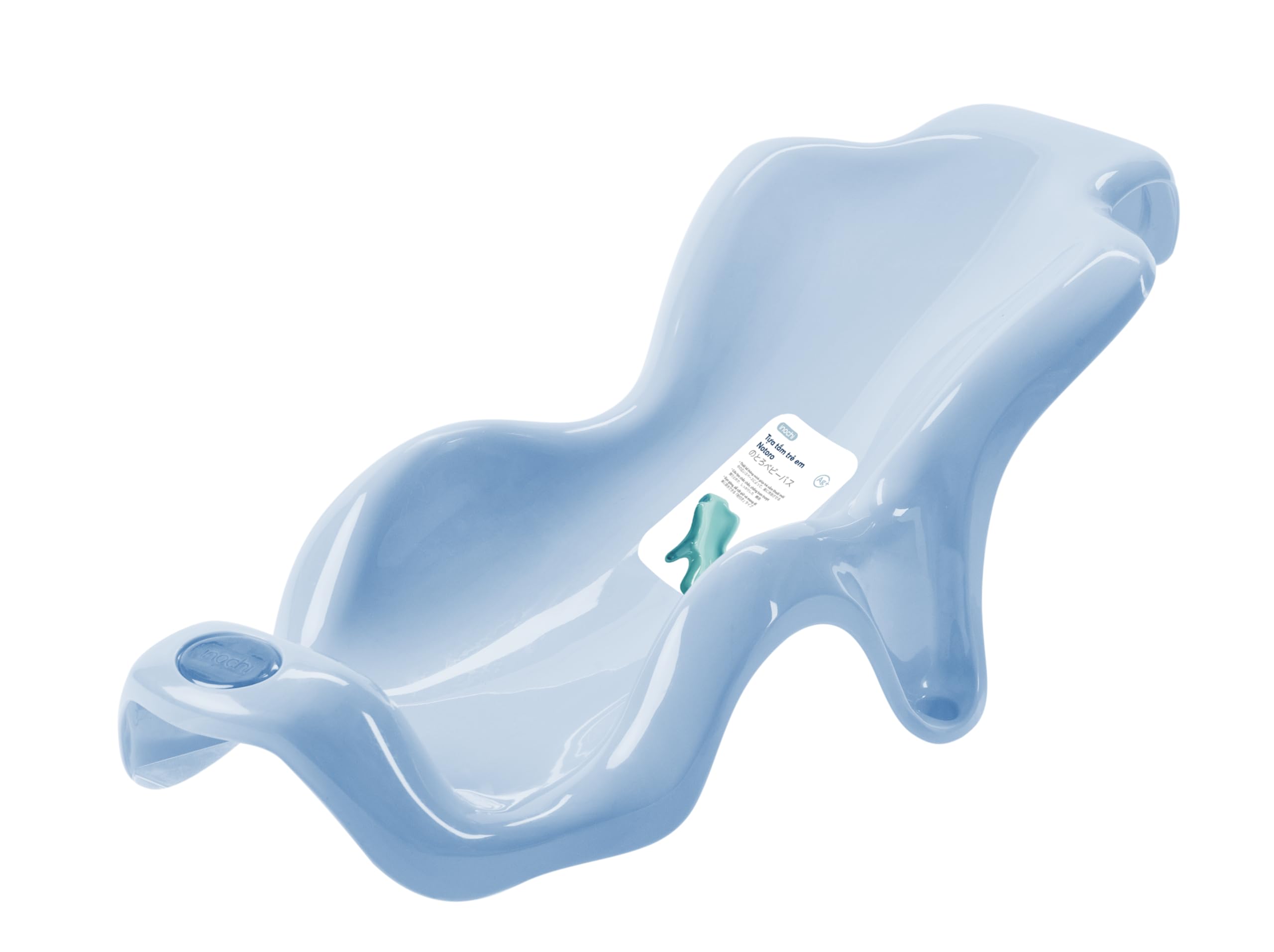 Inochi Notoro Baby Bath Seat Support for Newborn, Ergonomic Bath Support With Head Support, Safe and Comfortable Bath Seat, Plastic With Antibacterial Additives, BPA Free|Light Blue