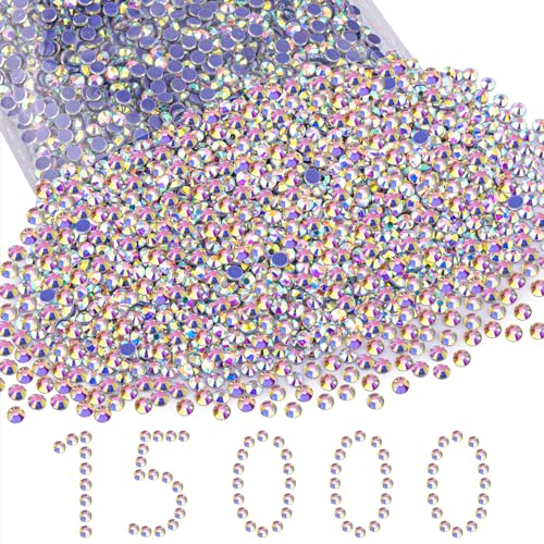 15000Pcs Hotfix Rhinestones for Clothing AB SS10 Iron On Flatback Glass Gems Bedazzler Crystals Rhinestones for Crafting Clothes Hats Shoes Fabric Bedazzling Decor Nail Art