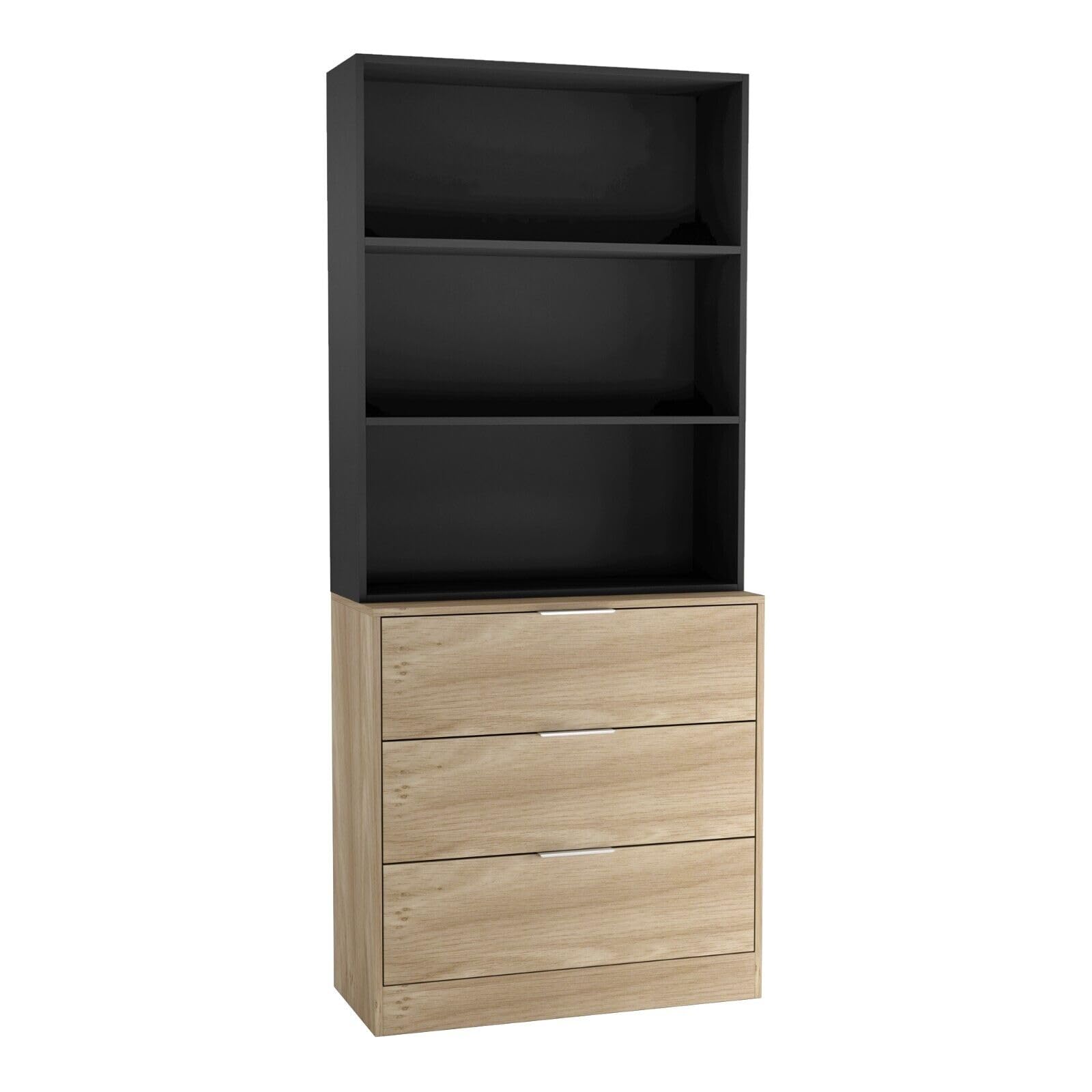 URBNLIVING 60/80cm 3 Drawer Tier Wooden Storage Chest Cabinet & Display Bookcase Shelving