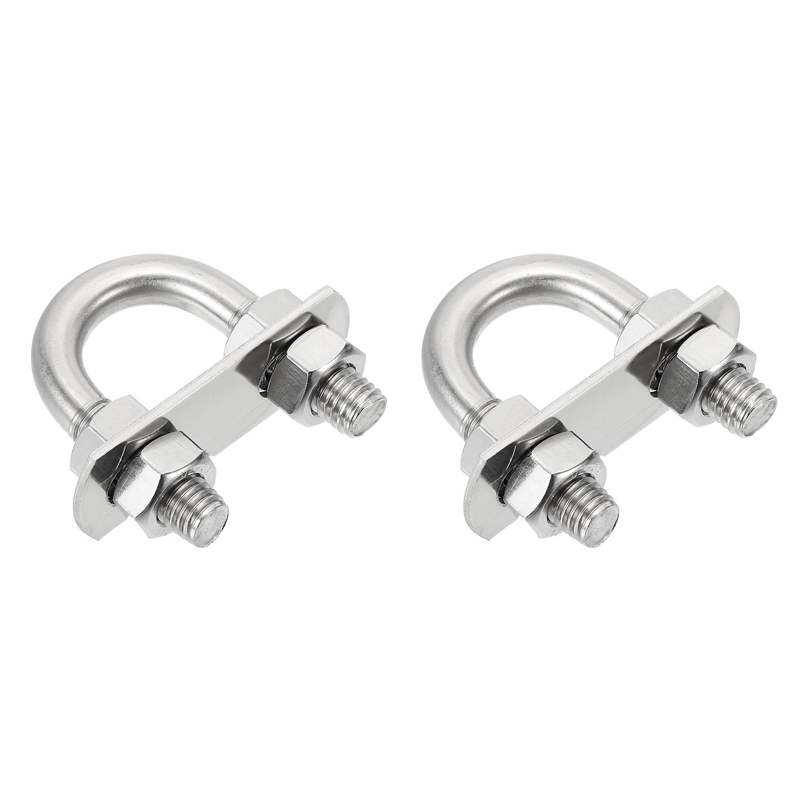 sourcing map M10 U-Bolts, 2 Sets 22mm(0.87") Inner Width 54mm Length 304 Stainless Steel Round Bend U Clamp with Nuts and Plates for Ski Boat, Fishing Boat