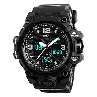 Shocknshop Analog Digital Sports Black Dial Watch for Men Boys -SK09