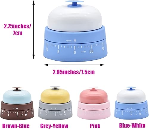 Miniatura 4 de Temporizador mecánico de cocina, bonito temporizador para niños, cuerda manual de 60 minutos, con cuenta regresiva, anillo de alarma fuerte para