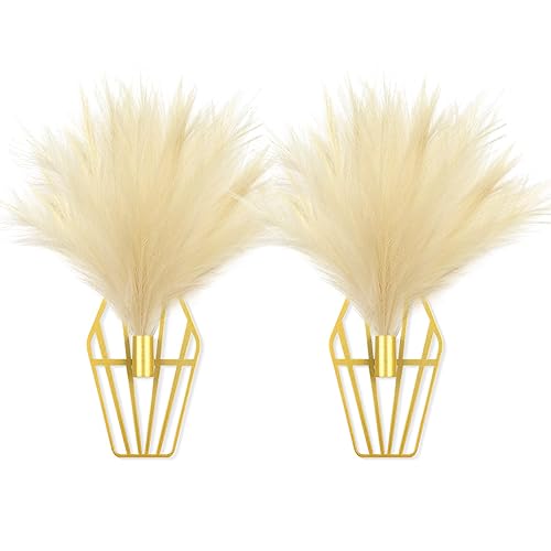 2 Pieces Boho Wall Decor Gold Metal Wall Art Artificial