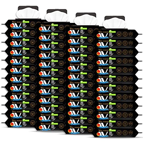 Wet Wipes, Convenient & Blood Orange Scented, Flip Top Dispenser, For All Skin Types, On-The-Go Cleanliness, Wipes, 20 Sheets (Pack of 48)