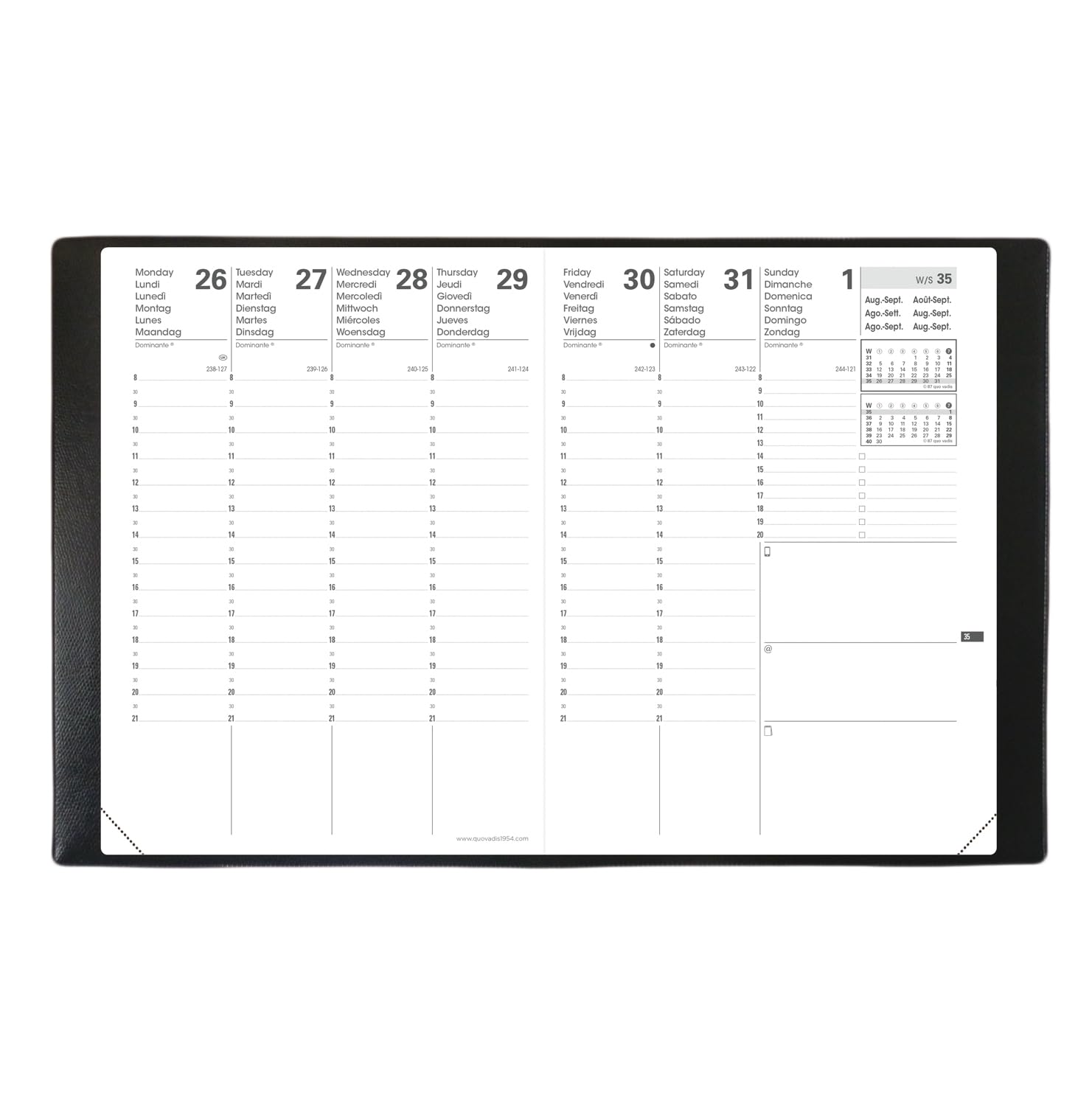 Quo Vadis - Agenda 16 Mois - 2025-2026 - Plan Week - Semainier Planning - Multilingue - Pastel - Bleu Clair - 16 Mois De Septembre à Décembre - 16x24 Cm : Quo Vadis